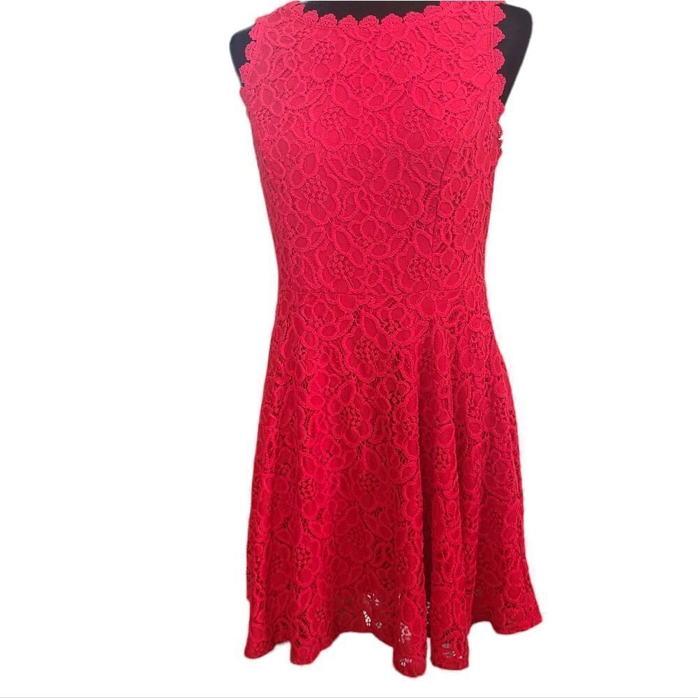 City Studio Dress‎ Lace Sleeveless Sheath Scarlet Pink size 13